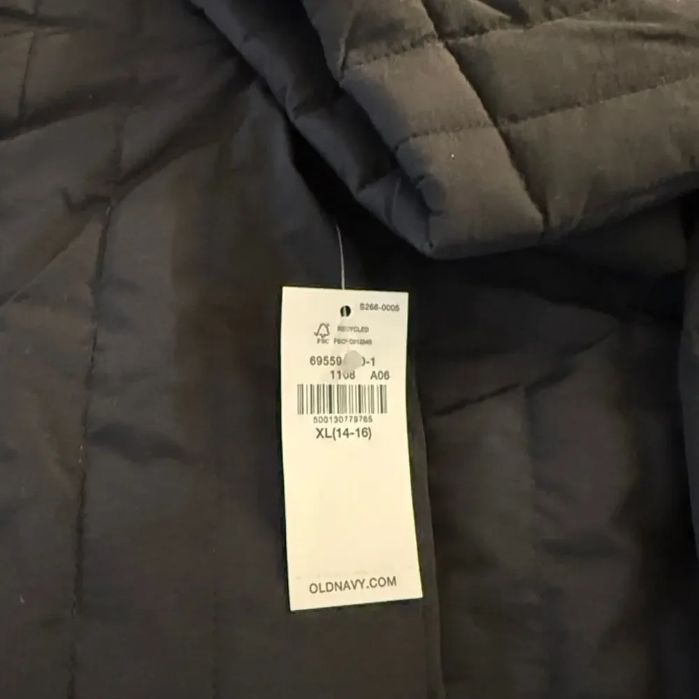 Old Navy Black Oversized Quilted Baseball Jacket